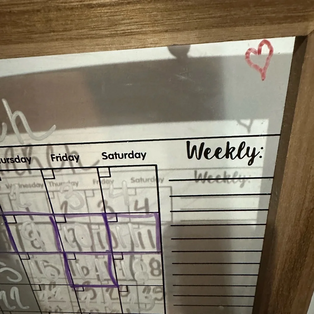 Wooden Framed Dry Erase Calendar